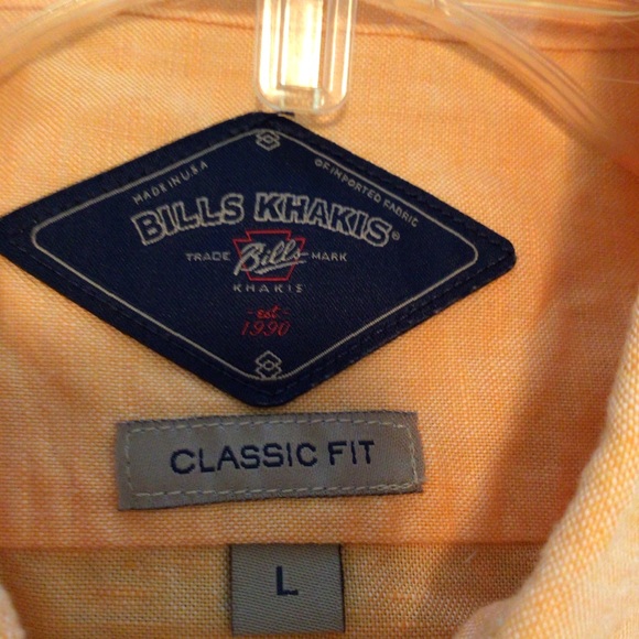 Bills Khakis linen orange button front shirt -L - Picture 9 of 10